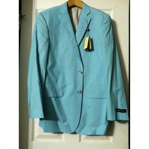 ALAN FLUSSER MENS NEW SEA GLASS 100%COTTON SPORT COAT JACKET BLAZER  SIZE: 44L